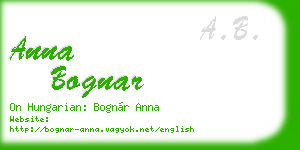 anna bognar business card